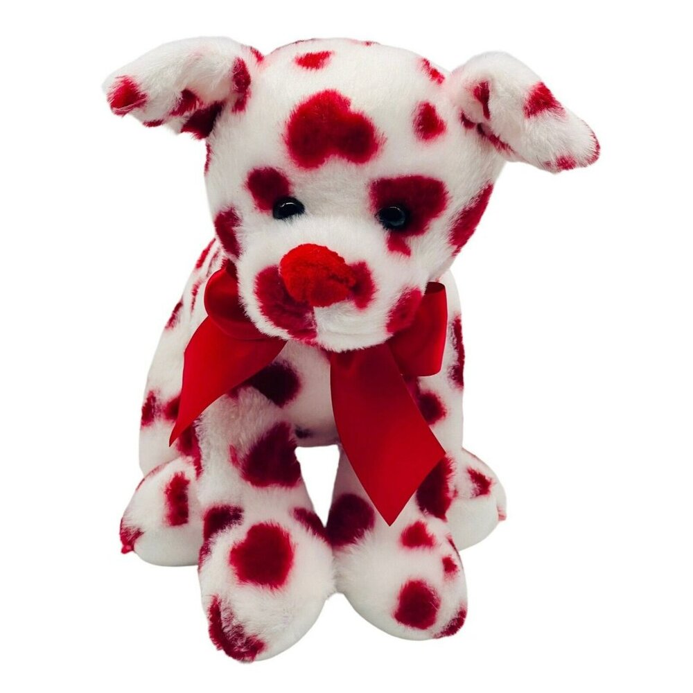Bearington Romantic Rover Plush Puppy Dog Red Hearts Valentine 12 inch
